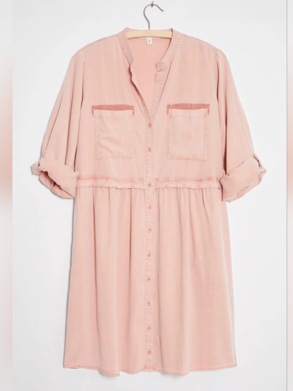 cloth & stone Relaxed Pink Button-Front Shirt Dress